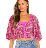 Free People Dare Me Velvet Blouse in Retro Combo NWT