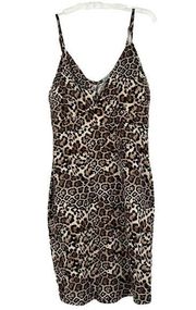 J For Justify Leopard Print Bodycon Dress Sleeveless Stretch Padded Size XL