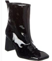 Good American Black Patent Square Toe Ankle Heel Bootie