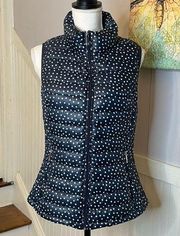 Tommy Hilfiger Womens Puffer Vest packable Size small Navy Polkadot Quilted