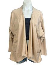 Lucy Activewear Open Cardigan Sweatshirt Large Beige Cocoon Athleisure Neutral