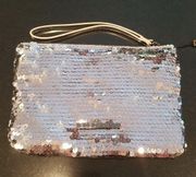 💕BCBGERATION💕 Sequin Wristlet Clutch ~ Gunmetal Silver NWT