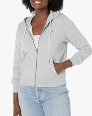 $119 True Religion Women's Gray Long-Sleeve Full Zip Logo Hoodie Sweater Size L