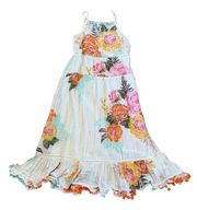 Farm Rio Havana Floral Pom Pom Midi Dress