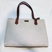 Guess Rossum Canvas Zipper Closure PU Casual Women's Tote Handbag