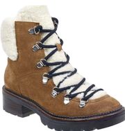 LTD Capell Genuine Shearling Cuff Lace Up Boot size 6.5 brown suede