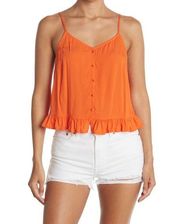 Nordstrom Babydoll Camisole Top SIZE 2X Orange Ruffle Trim Button Up Abound NEW