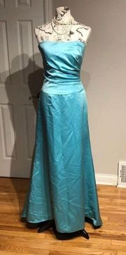 Mermaid Satin High Low Trumpet Fit Gown Prom  Bow Train