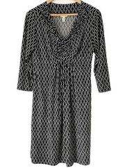 Soma Knit Dress Black Sleep Lounge 3/4 Sleeve Ruffle V-Neck Women’s Small S