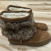 Minnetonka Leather Fur Trimmed Boots Women’s 8