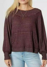 We The Free People Westend Waffle Oversized Thermal Pullover Sweater Size XS