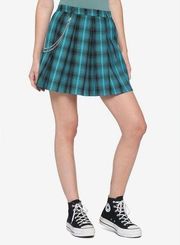 Hot Topic Teal Pleated Plaid Skirt