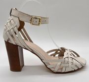 Journee Collections Sandals Womens 11 Off White Leather Mayria  Dress Heels NEW