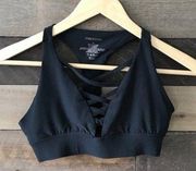 Maurices Black Strappy Neck Front Sports Bra M Racerback Bra Size Medium Gym