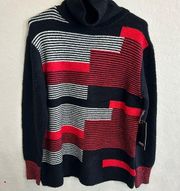 Jones New York Red and Black Turtle Neck Sweater