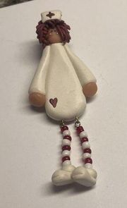 Hand Made Hand Crafted Hospital Nurse Dangling Legs - Brooch Pin