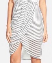 Strangers In Paradise Asymmetrical Stripe Midi Skirt