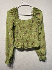 Green Flowered Blouse