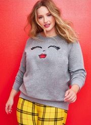 Torrid x Betsey Johnson Raglan Sweatshirt - Cozy Fleece Face Grey