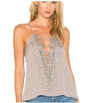 Cami NYC The Charlie Silk Lace Top Grey