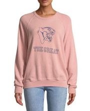 💕THE GREAT The College Sweatshirt Varsity with Jaguar Graphic Washed Pink 0 XS