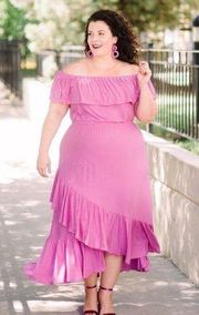 Lane Bryant Ruffle Off-The-Shoulder Maxi Dress in Purple Size 14/16 EXCELLENT!