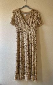 Coldwater creek 100% silk midi tie waist dress size large