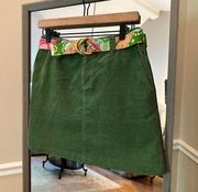 Lilly Pulitzer  Green Corduroy Mini Skirt Size 2