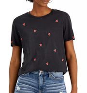 Rebellious One Women's Short Sleeve  T- Shirt Black w/ Red Roses XL NWT