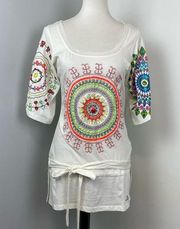 Desigual Eliona Long Embellished & Embriodered Top Medium