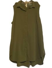 LIVE 4 TRUTH Dark Green Sleeveless Button-Down Collared Dress Size 3X