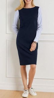 Talbots Stripe Interlock Long Sleeve Shift Dress in Indigo Blue