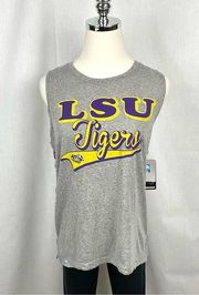 LSU Tigers Grey Sleeveless Graphic Tee T-Shirt Colosseum Side Lace Up Sz M New