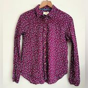 Maeve Anthropologie purple ditsy floral button up long sleeve shirt 4