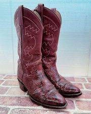 Renegade Boot Company Womens Size 9 Snake Skin Brown Red Cowboy Boots Distressed