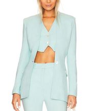 L'Academie Osla Collarless Blazer Easter Egg Blue XS Fitted Designer Pastel Work