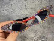 Simplybeautyful Rhinestone Cat Eye Sunglasses…Color: Red