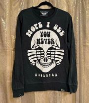 RARE Killstar Black Hope I See You Never Skull Crewneck Sweater Large