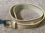 Women’s Bone Colored Belt with Gold Toned Buckle Size L NWT