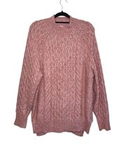 Pink Cable Knit Mock Neck Oversized Sweater