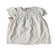 Ella Moss White Cotton Perforated Puff Short Sleeve Blouse Size XXL