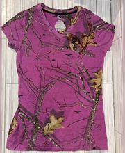 Mossy Oak Purple Camouflage Womens V Neck Tshirt