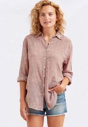 Sundry Striped Cotton Button Down Shirt Faded Red and White Size S