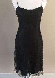 Laundry Black Lace Overlay Spaghetti Strap Dress