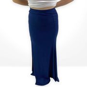 SAGE THE LABEL Blue Stretch Knit Floor Length Maxi Skirt