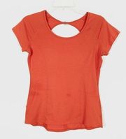 Lucy Activewear Orange Circle Cutout Back Short Sleeve Athletic Shirt