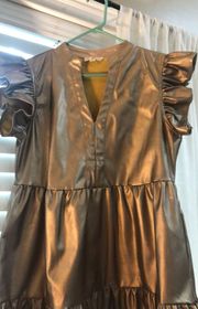 Gold Faux Leather Dress