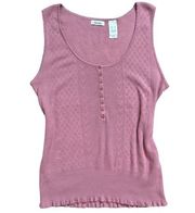 Vintage . XL Pointelle Knit Scallop Edge Tank Top Pink Coquette Heart