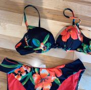 Athena Collection Floral Bikini Set Push Up Top