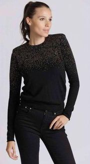 Carmen Marc Valvo Crystal Studded Sweater